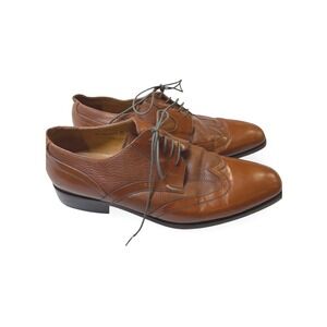 ZOTA‎ Mens Brown Leather Wingtip Oxford Dress Shoes Size 10